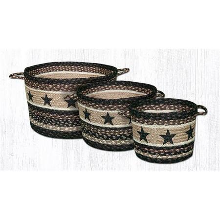 CAPITOL IMPORTING CO 9 x 7 in. Black Stars Printed Braided Utility Basket 38-UBPSM313BS
